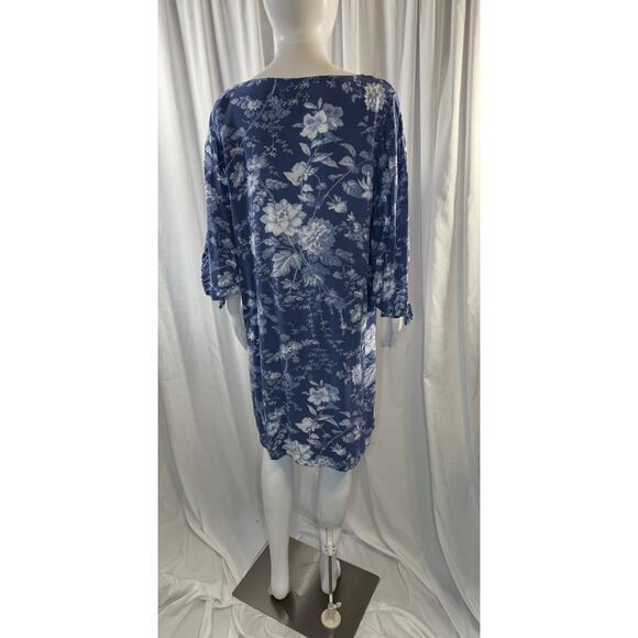 H&M Floral Tie Spilt-Sleeves Shift Dress, Blue, Sz: 12, 83-16 - Picture 4 of 15